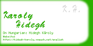 karoly hidegh business card